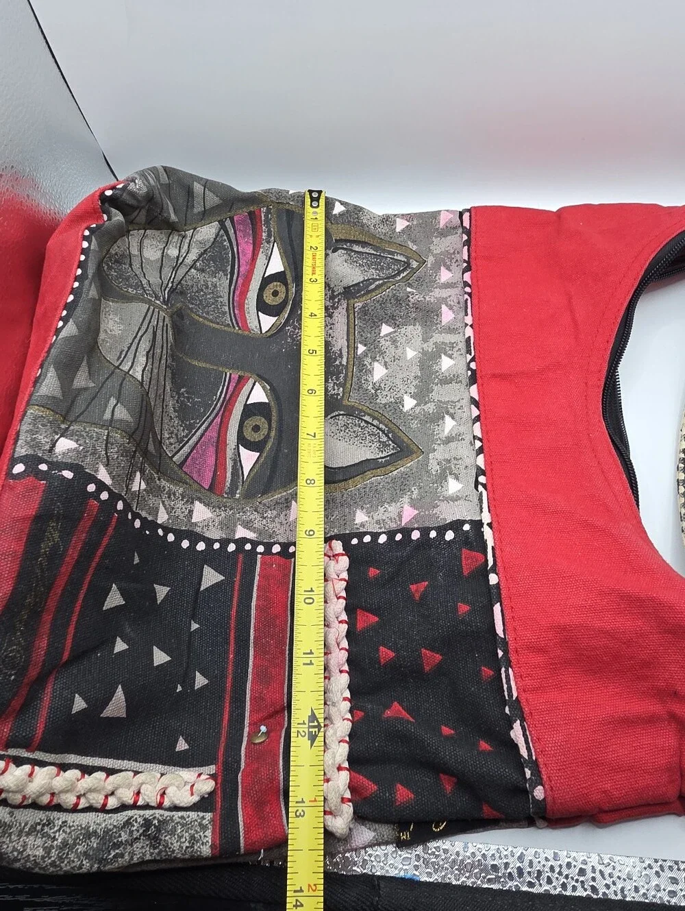 Laurel Burch Whiskered Cat Shoulder Tote HOBO Bag 12x13x4 Red Gray Black